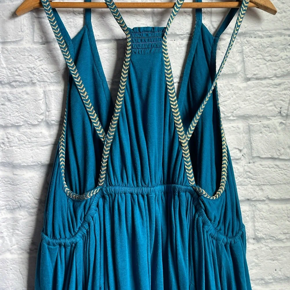 Free People Teal Embroidered Dress Medium - Picture 8 of 16